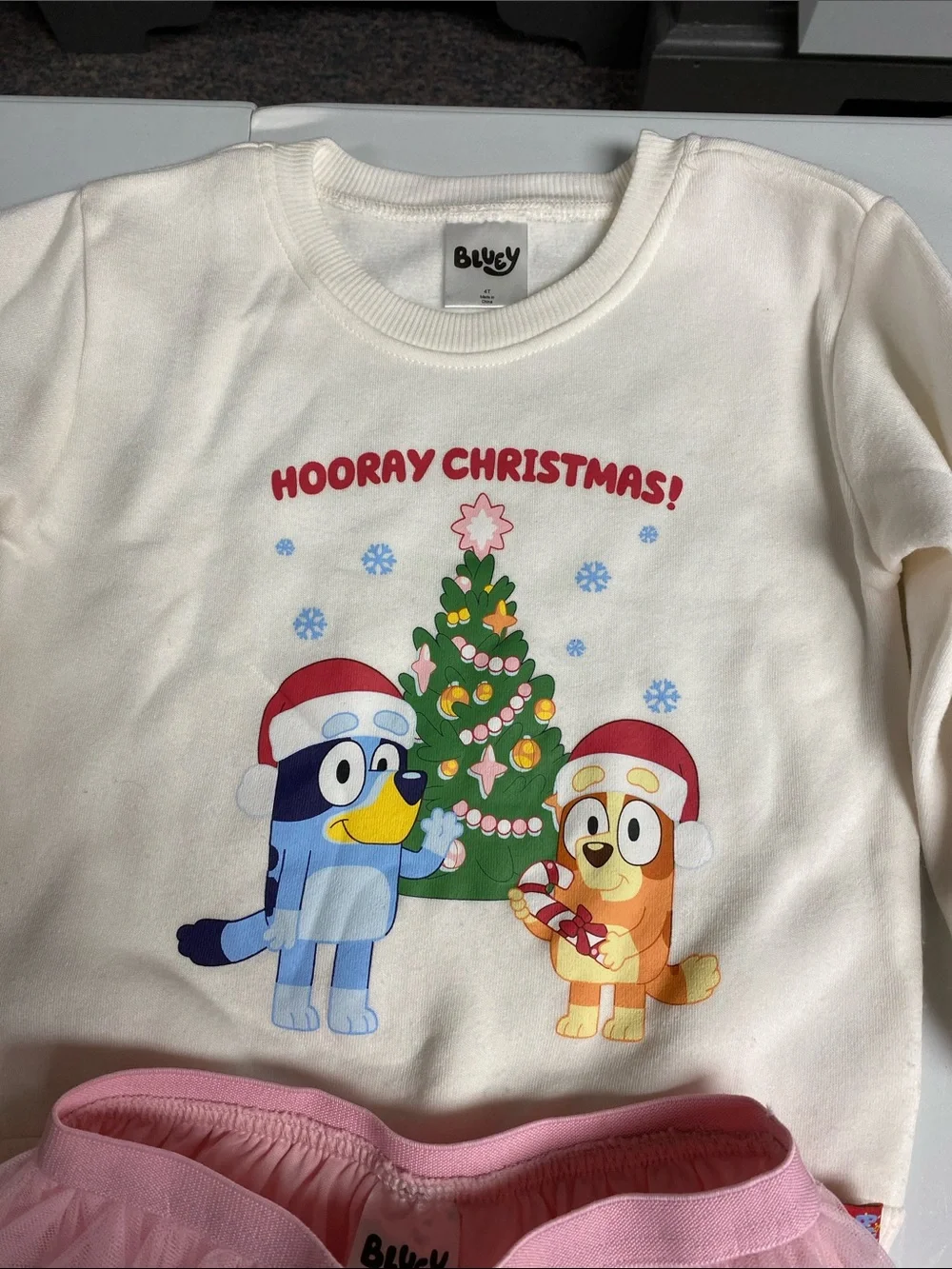 Kids Christmas Bluey Sweatshirt &  Tulle Dress - NWT. Size 4T